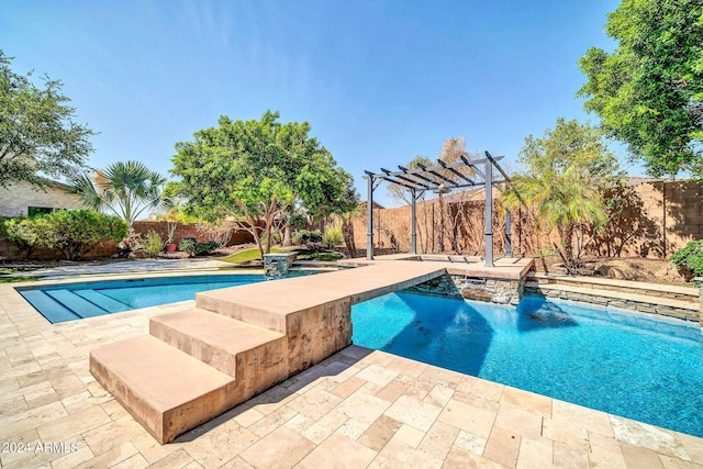 view of pool featuring a pergola and a patio