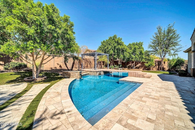 view of pool featuring a patio and a pergola