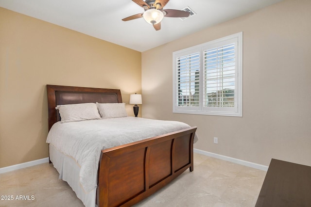 bedroom featuring ceiling fan