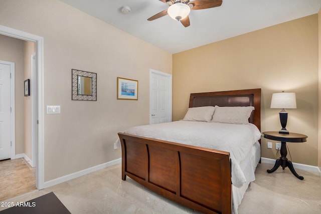 bedroom featuring ceiling fan