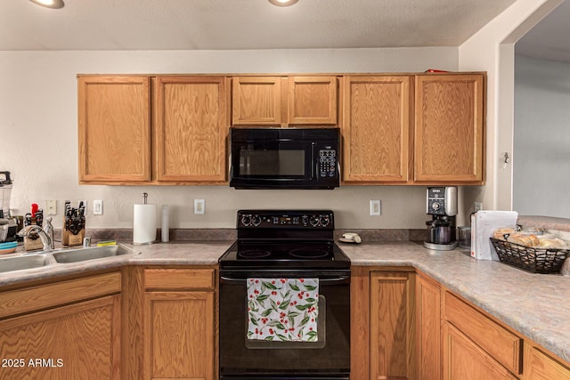 kitchen with black appliances and sink