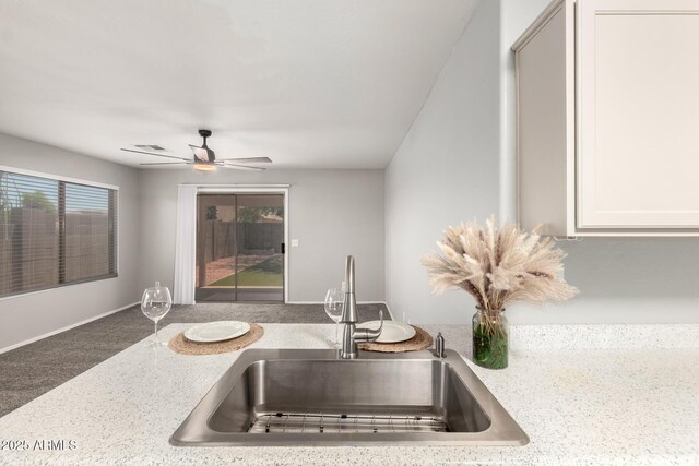 14919 W Hearn Cir, Surprise, AZ 85379 - kitchen with a sink, a ceiling fan, and baseboards