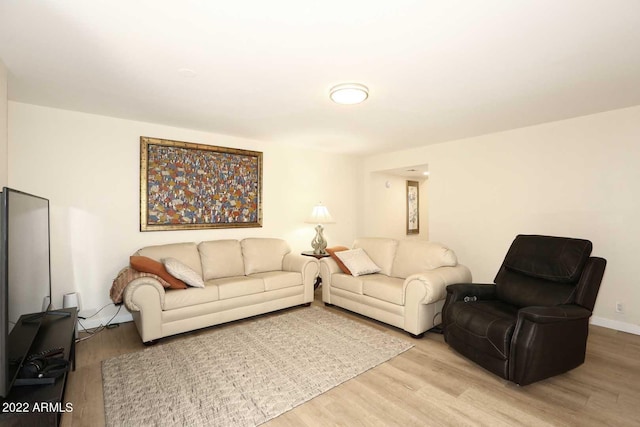 living room with light hardwood / wood-style floors