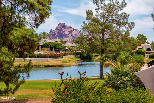 view of water feature with a mountain view