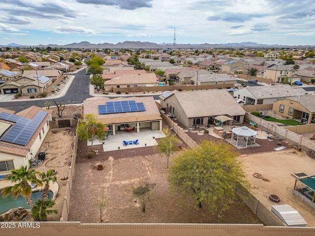 aerial view with a mountain view and a residential view