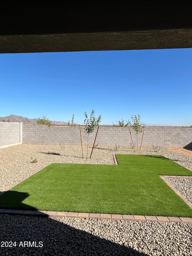 view of yard with a fenced backyard