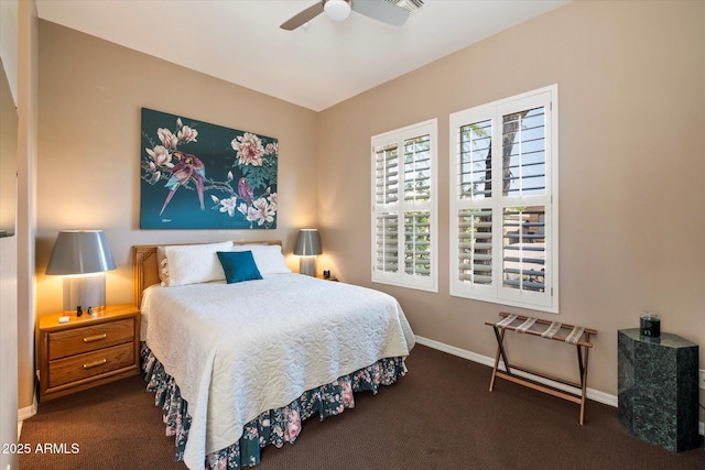 7291 E Eagle Feather Rd, Scottsdale, AZ 85266 - bedroom featuring carpet flooring, baseboards, and ceiling fan
