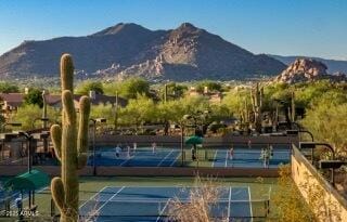 7291 E Eagle Feather Rd, Scottsdale, AZ 85266 - view of tennis court featuring a mountain view