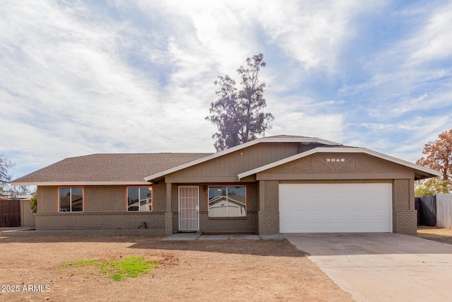 single story home featuring a garage