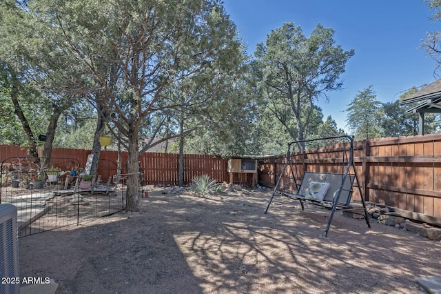 view of yard featuring a fenced backyard