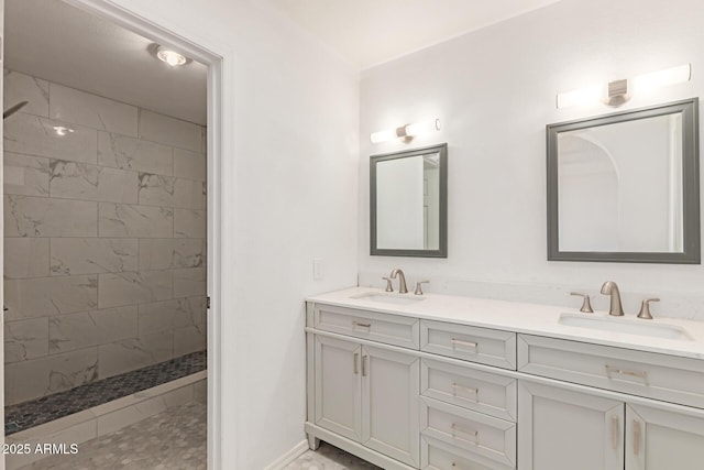 702 W Sequoia Dr, Phoenix, AZ 85027 - bathroom featuring double vanity and a tile shower