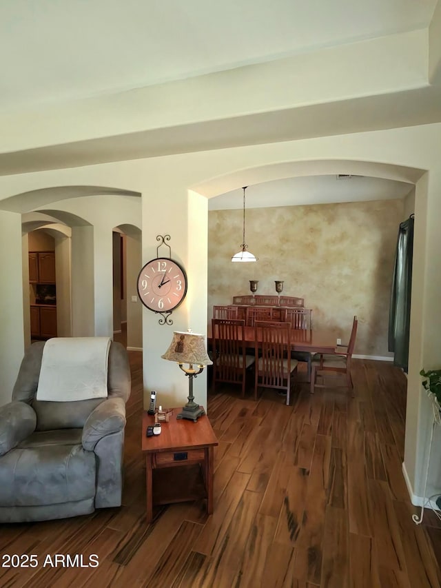 3225 E Cardinal Ct, Chandler, AZ 85286 - living room featuring wood finished floors and arched walkways