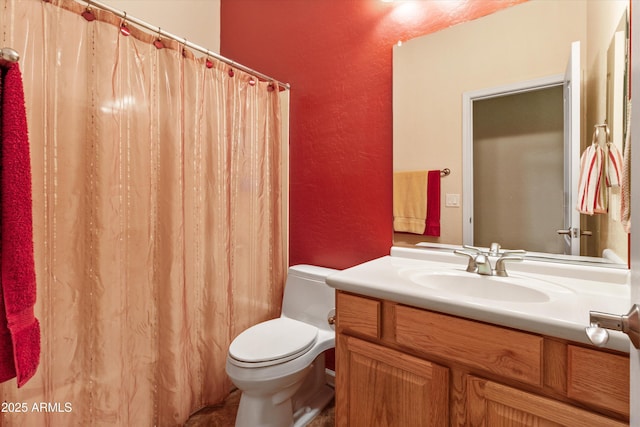 3225 E Cardinal Ct, Chandler, AZ 85286 - bathroom featuring vanity, a textured wall, and a shower with shower curtain