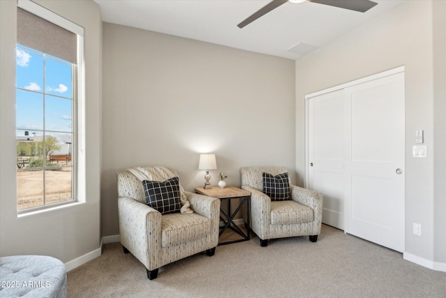 27420 N 170th St, Rio Verde, AZ 85263 - sitting room featuring carpet floors, baseboards, and a ceiling fan