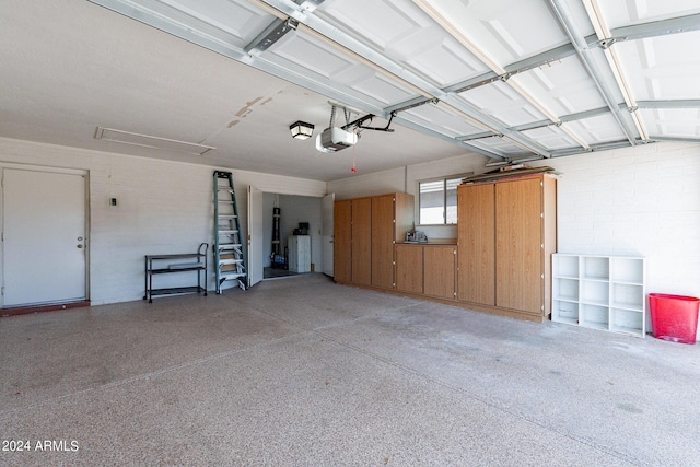 garage with a garage door opener