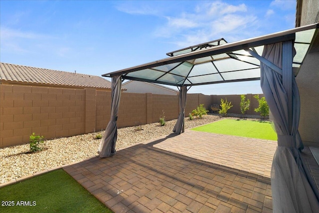 19447 W Mariposa Dr, Litchfield Park, AZ 85340 - view of patio / terrace with a gazebo and a fenced backyard