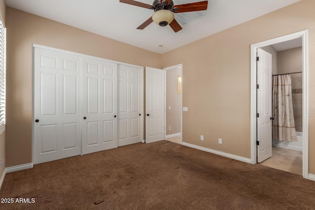 1260 E Sweet Citrus Dr, Queen Creek, AZ 85140 - unfurnished bedroom with carpet floors, baseboards, a closet, and ensuite bathroom