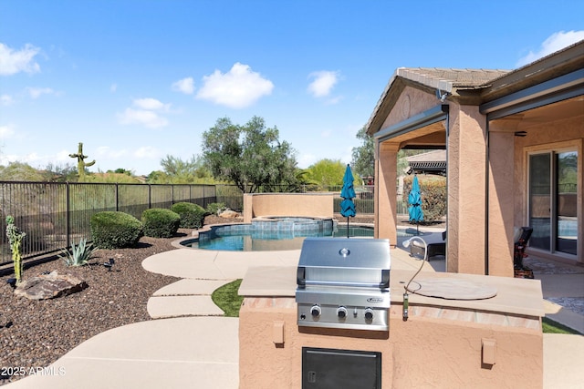 13072 W Alyssa Ln, Peoria, AZ 85383 - fenced backyard featuring a patio and a pool with connected hot tub