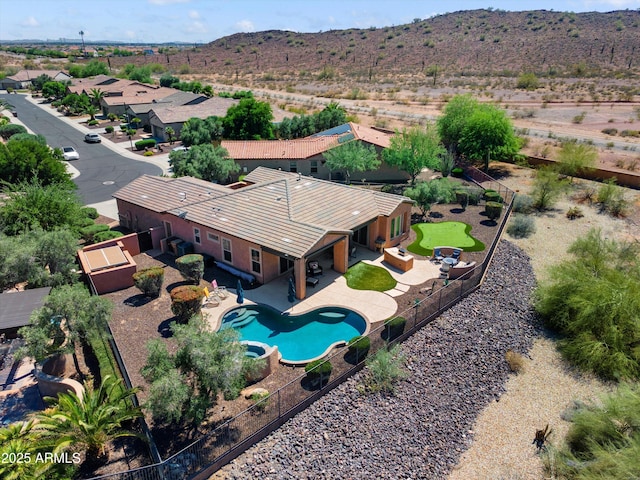 13072 W Alyssa Ln, Peoria, AZ 85383 - aerial view of property and surrounding area featuring mountains and a pool