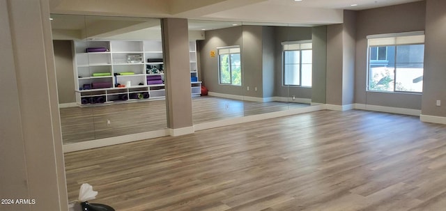 empty room with hardwood / wood-style floors and a wealth of natural light