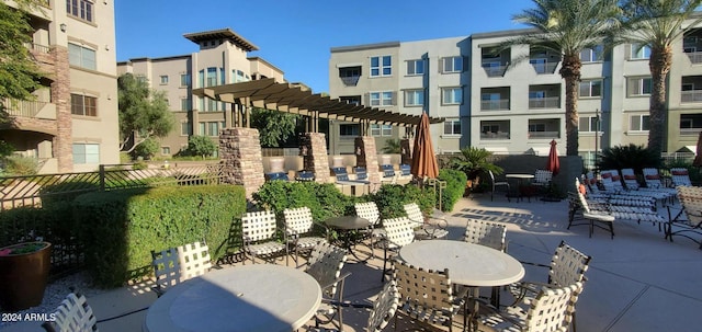 view of patio / terrace featuring a pergola