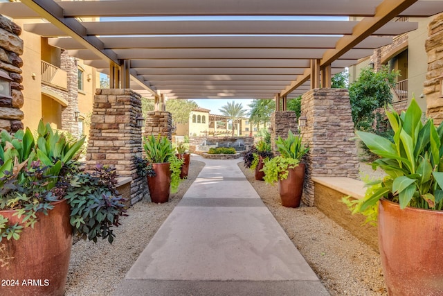 view of patio featuring a pergola