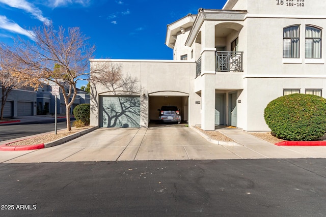 view of building exterior featuring a garage