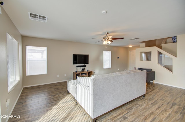 274 S 18th St, Coolidge, AZ 85128 - living room featuring hardwood / wood-style flooring and ceiling fan