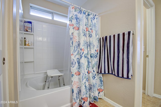 274 S 18th St, Coolidge, AZ 85128 - bathroom with tile patterned floors and shower / tub combo with curtain