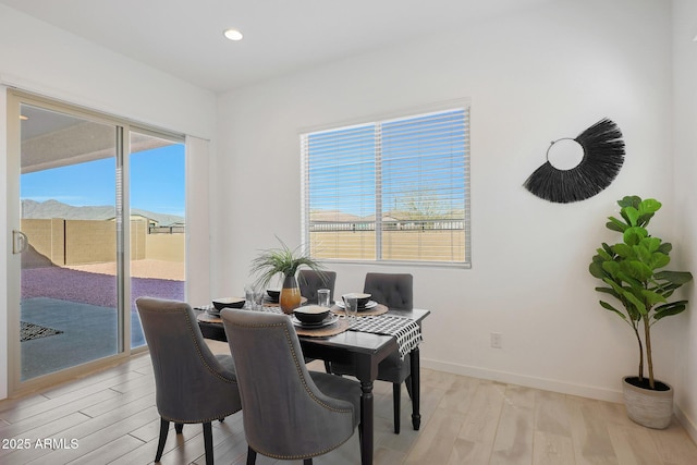 dining area with light hardwood / wood-style flooring