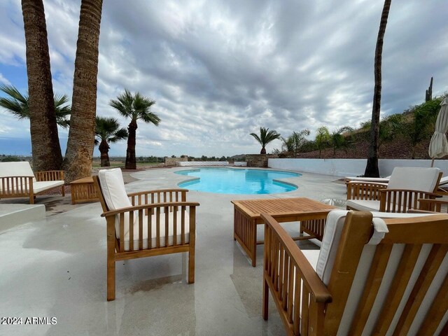 view of pool featuring a patio