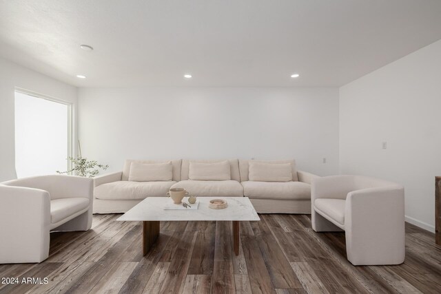 living room featuring dark hardwood / wood-style floors