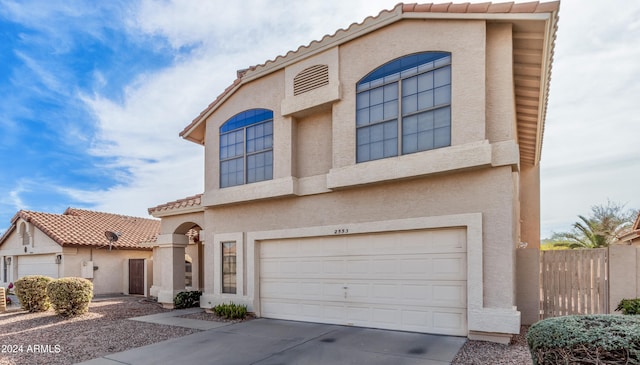 view of front of house with a garage