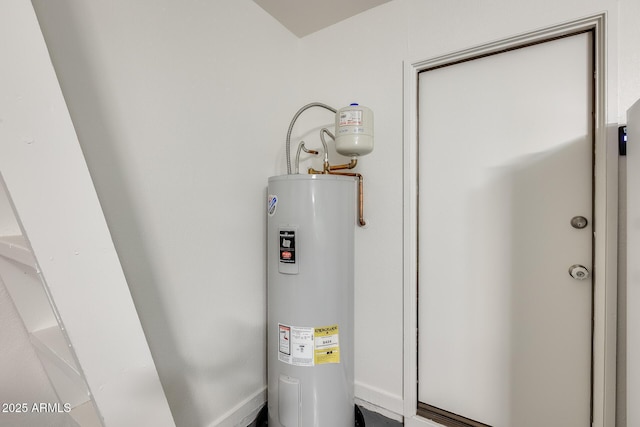 utility room featuring water heater