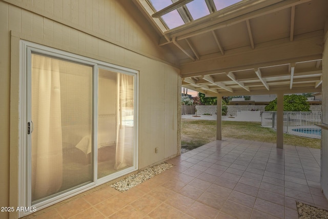 view of patio / terrace featuring a fenced backyard and a fenced in pool