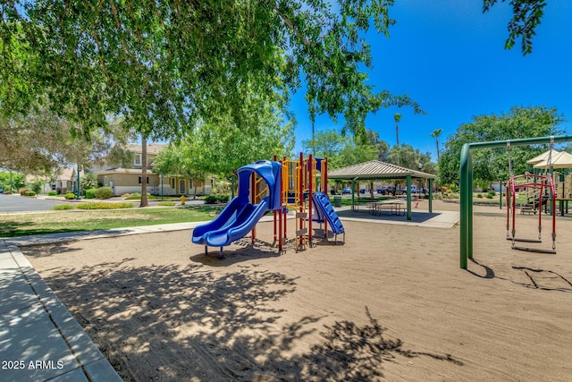 community jungle gym with a gazebo