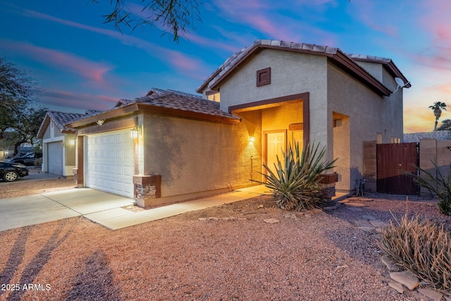 view of front of home with a garage