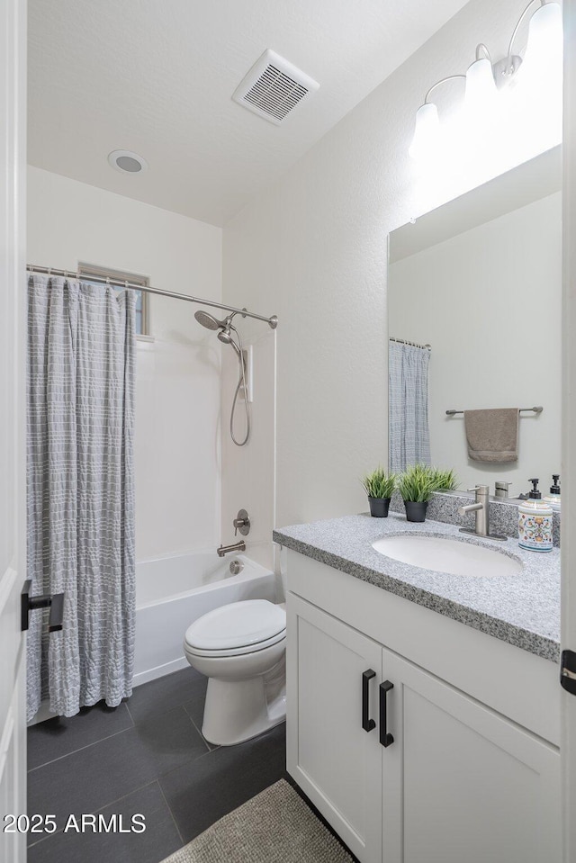 923 W Yellowstone Way, Chandler, AZ 85248 - bathroom featuring vanity, shower / tub combo with curtain, and tile patterned floors