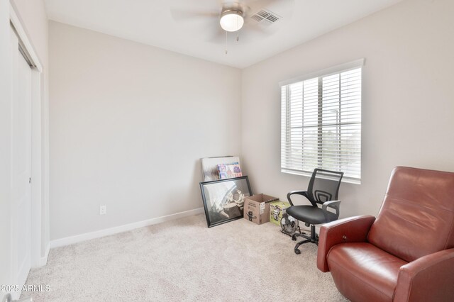 155 N Lakeview Blvd Unit 268, Chandler, AZ 85225 - living area with ceiling fan, carpet, and baseboards