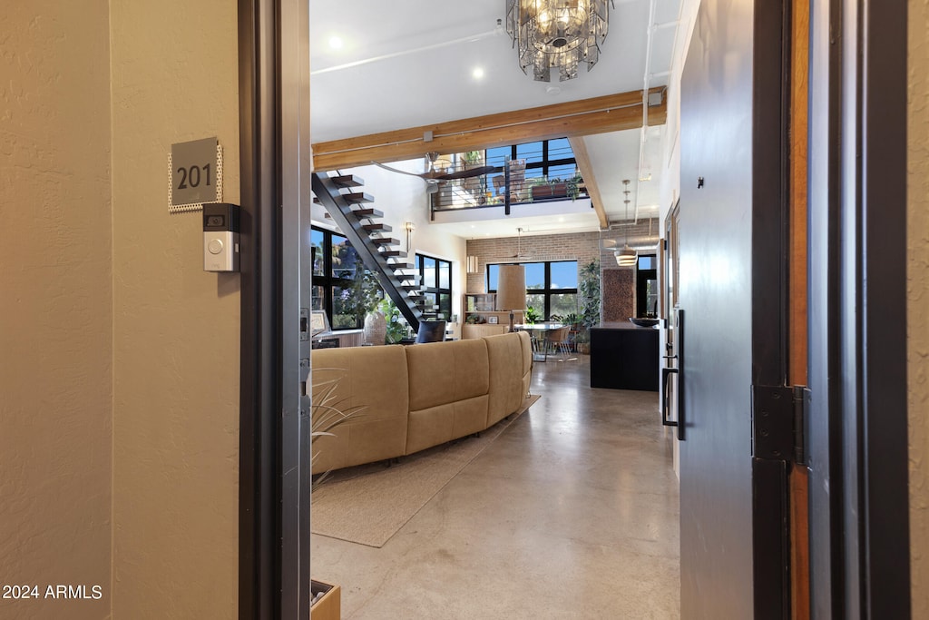 hallway featuring concrete flooring