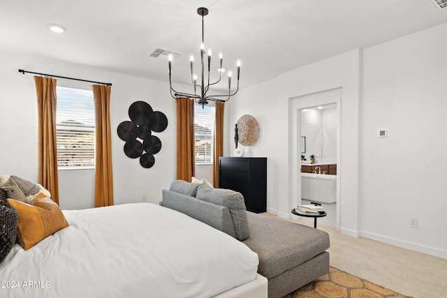 7333 W Buckhorn Trl, Peoria, AZ 85383 - bedroom featuring a chandelier, light carpet, and baseboards