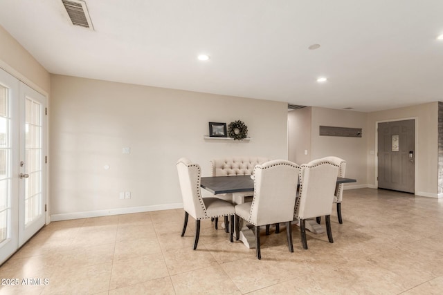 dining space with french doors