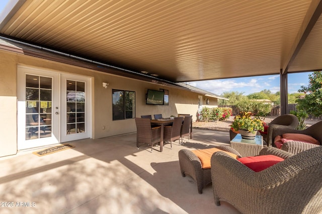 view of patio / terrace with outdoor lounge area and french doors