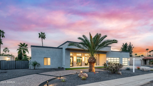 contemporary home featuring a garage