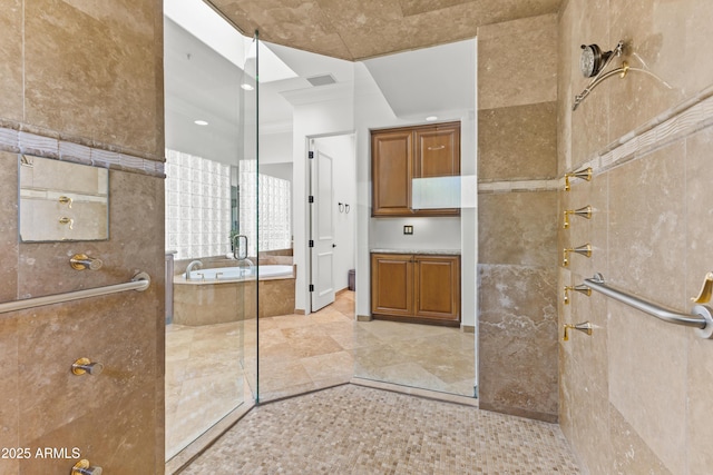 30600 N Pima Rd N Unit 81, Scottsdale, AZ 85266 - bathroom with tiled shower and a tub to relax in