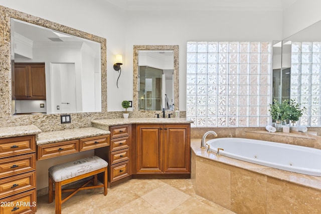 30600 N Pima Rd N Unit 81, Scottsdale, AZ 85266 - full bathroom with crown molding, a whirlpool tub, and vanity