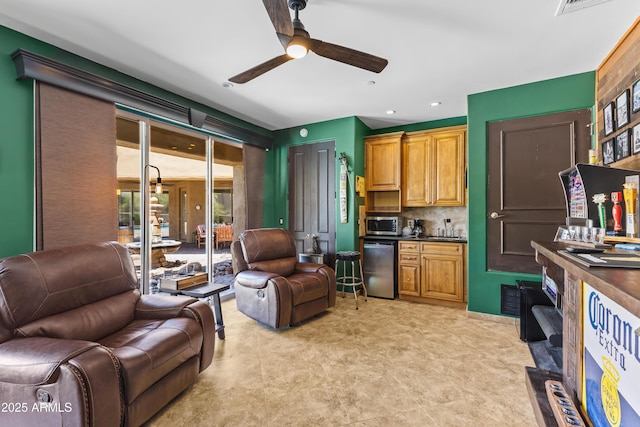30600 N Pima Rd N Unit 81, Scottsdale, AZ 85266 - living room with a ceiling fan and recessed lighting