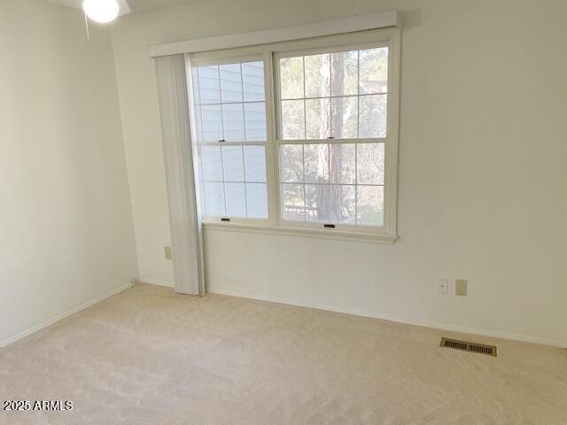 spare room featuring light colored carpet