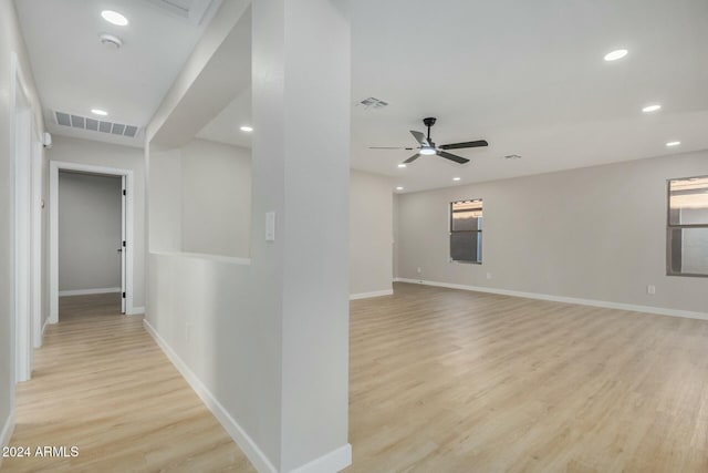 interior space featuring light hardwood / wood-style flooring and ceiling fan