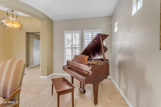 misc room with light tile patterned flooring